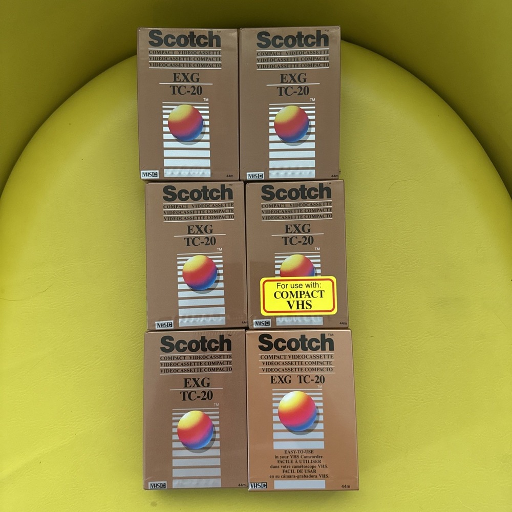 Scotch 3M EXG Extra High Grade TC-20 VHS-C Compact Videocassette New 6 Lot 1987